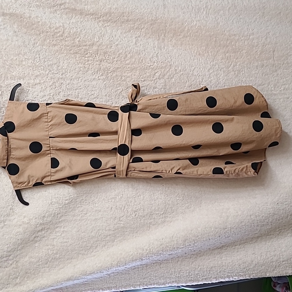 Tan and black polka-dot dress - Picture 3 of 3